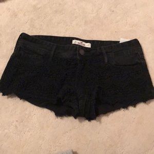 Hollister black crochet short jean shorts